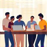Illustration of team discussing strategy